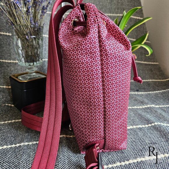 #21 Longchamp Le Pliage Dandy Backpack Geometric Print – Red/Fig - Picture 3 of 15